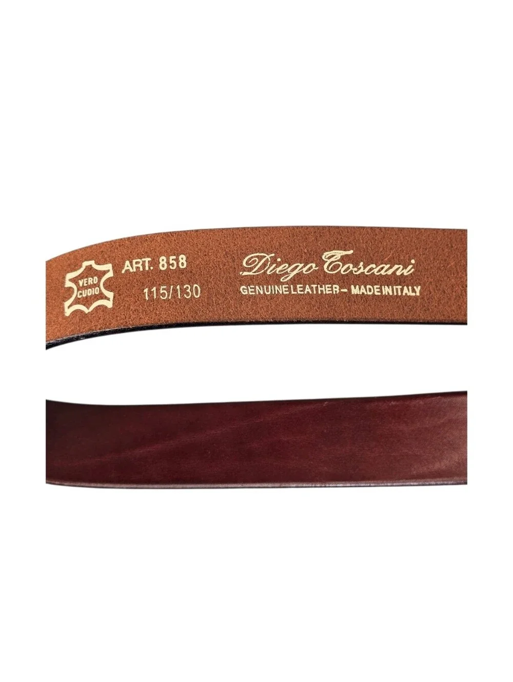 Diego Toscani Men's Red Brown Genuine Leather Belt Made In Italy Size 115/130 XL